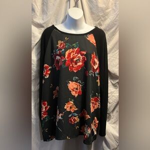 Le Lis Sweater black with floral front size 3XL